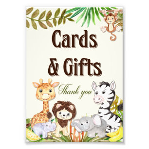 Safari Cards and Gifts Sign, Baby Shower Sign