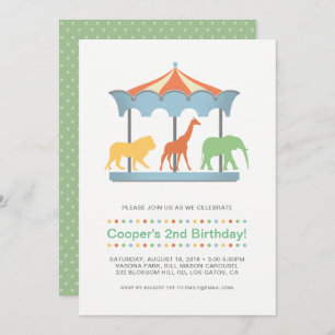 Safari Carousel Birthday Invitation