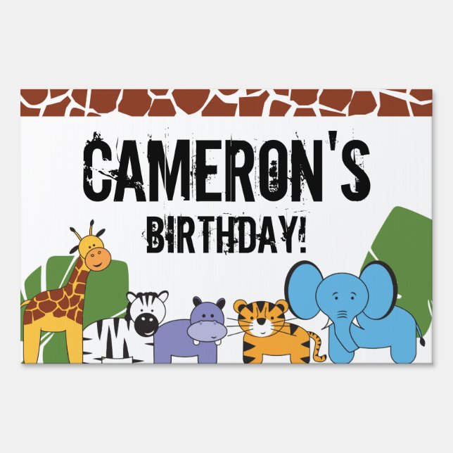 Safari Celebration: Personalized Safari Birthday Y Sign (Front)