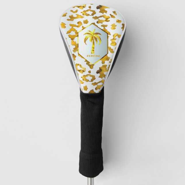 Safari Chic Gold Leopard Print  Golf Head Cover (Front)