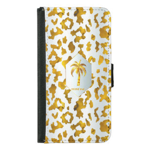 Safari Chic Gold Leopard Print Samsung Galaxy S5 Wallet Case