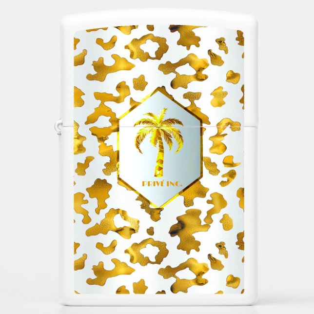 Safari Chic Gold Leopard Print  Zippo Lighter (Front)
