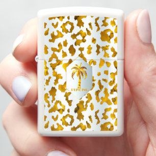 Safari Chic Luxe Gold Leopard Print Zippo Lighter