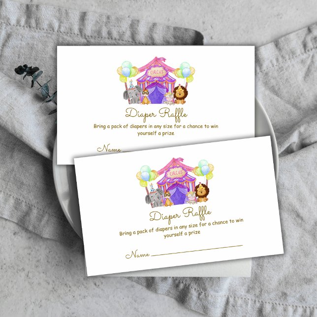 Safari Circus Balloon Diaper Raffe Baby Shower  Enclosure Card (Safari Circus Balloon Diaper Raffe Baby Shower Enclosure Card)