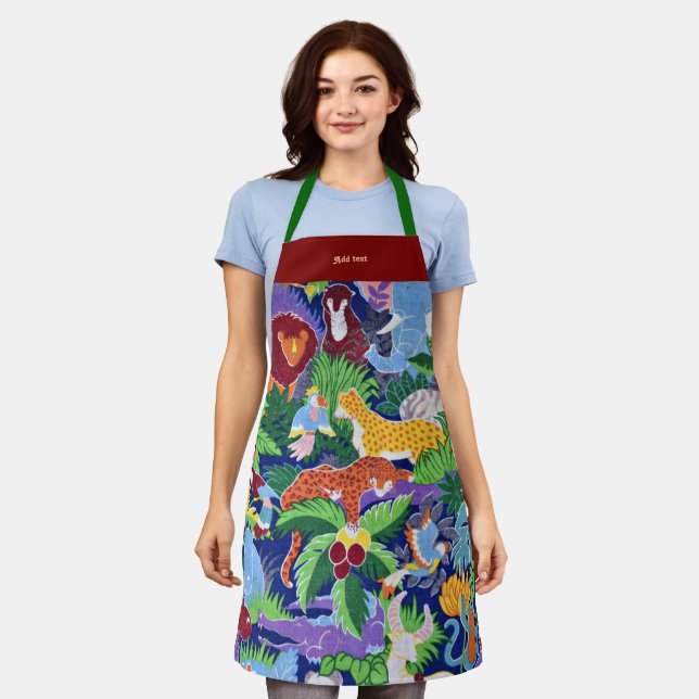 Safari, colorful wild animals, apron (Worn)