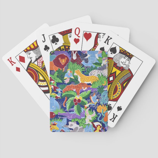 Safari, colorful wild animals, poker cards (Back)