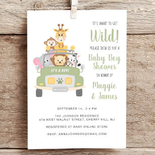 Safari Couples Baby Boy Shower Invitation