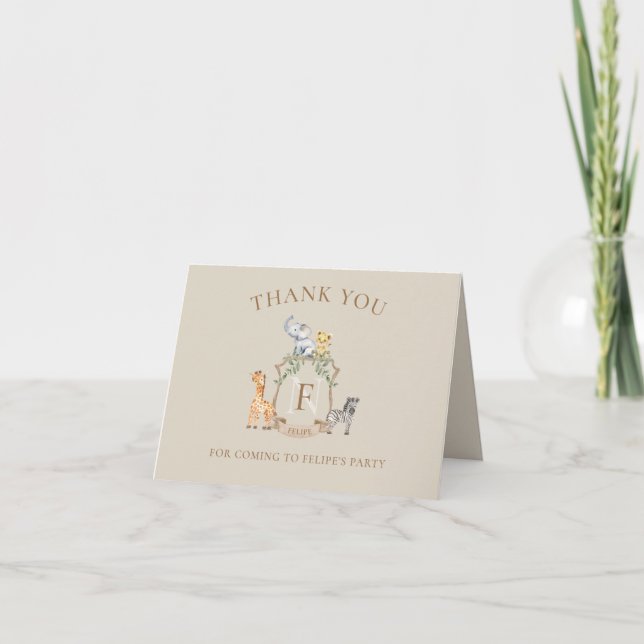 Safari Crest Letterpress Thank You Card (Front)