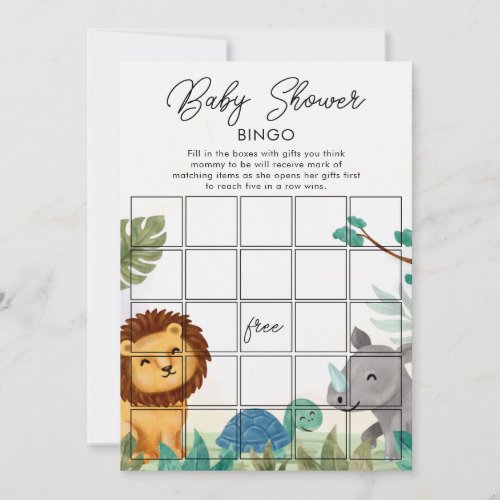 Safari Cute Animal Gender Neutral Baby Shower Game Invitation