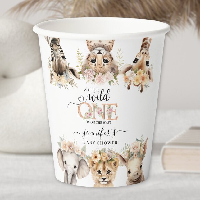 Safari Cute Animals Girl Baby Shower Paper Cup (Creator Uploaded)