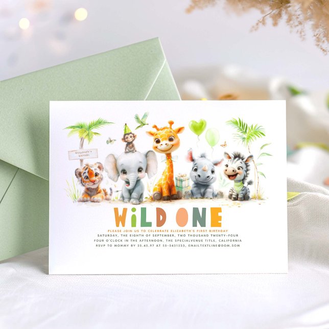 Safari Cute Baby Animals Birthday Invitations (Safari Birthday Invitations)
