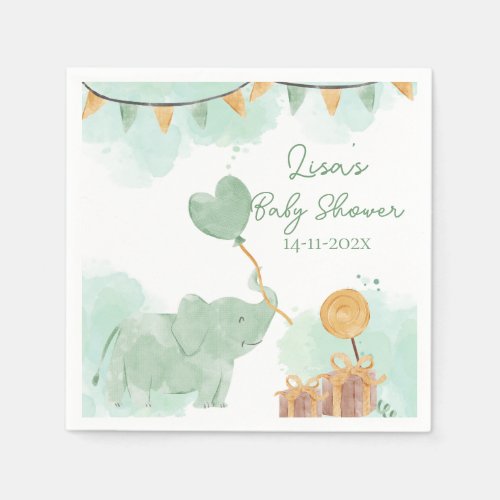 Safari Cute Baby Animals Themed Baby Shower Party Napkins