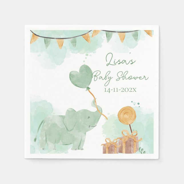 Safari Cute Baby Animals Themed Baby Shower Party Napkins (Front)