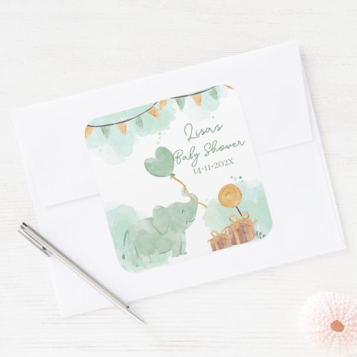 Safari Cute Baby Animals Themed Baby Shower  Square Sticker