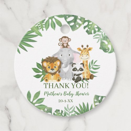 Safari Cute Baby Shower Jungle Favor Tags