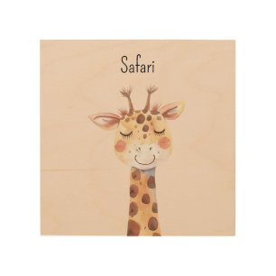 Safari Cute Giraffe Wood Wall Art