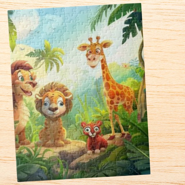 Safari Cute Jungle Animal kid's name personalized Jigsaw Puzzle (Creator Uploaded)