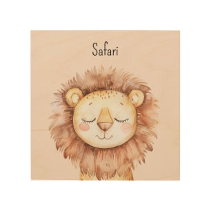 Safari Cute Lion Wood Wall Art