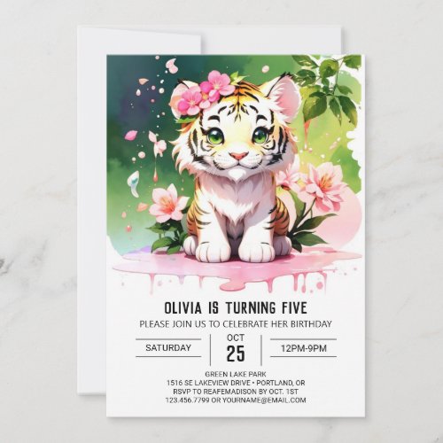 Safari Cute Tiger Birthday Invitation