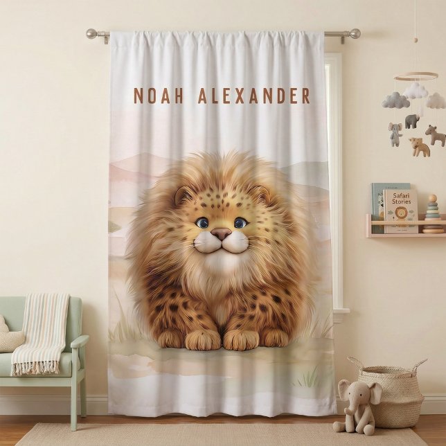Safari Cute Zuberi The Fluffy Leopard Name Kids Blackout Curtains (Creator Uploaded)