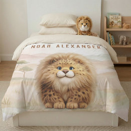 Safari Cute Zuberi The Fluffy Leopard Name Kids Duvet Cover