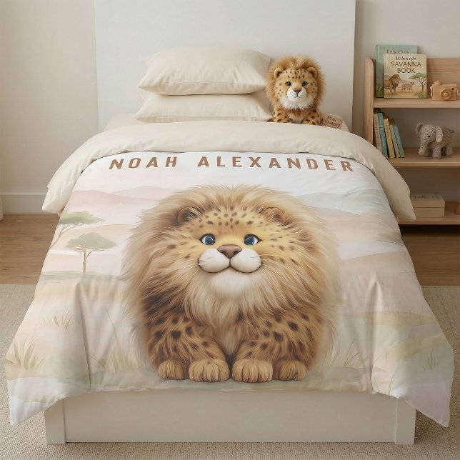 Safari Cute Zuberi The Fluffy Leopard Name Kids Duvet Cover (Creator Uploaded)