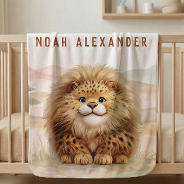 Safari Cute Zuberi The Fluffy Leopard Name Nursery Baby Blanket