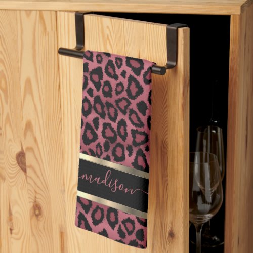 Safari Dark Dusty Rose Leopard _ Customize Kitchen Towel