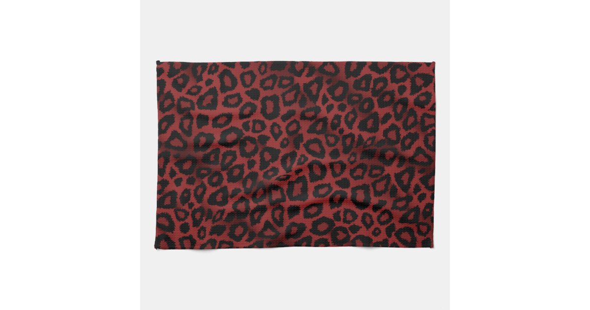 Safari Dark Red Leopard Animal Print Hand Towels | Zazzle