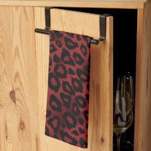 Safari Dark Red Leopard Animal Print Towel