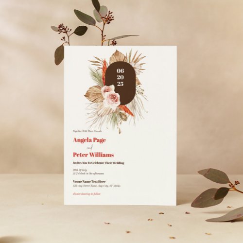 Safari Desert Boho Flowers Wedding Invitation