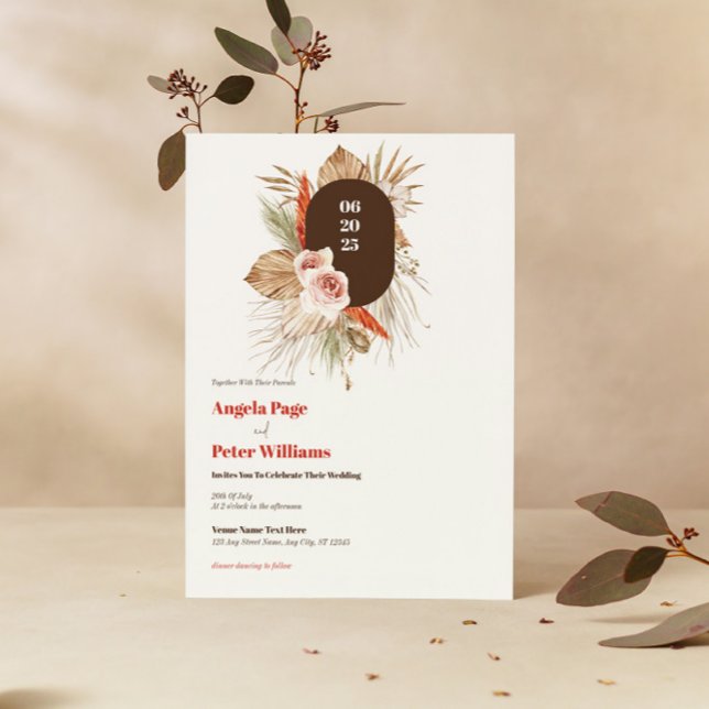 Safari Desert Boho Flowers Wedding Invitation (Creator Uploaded)