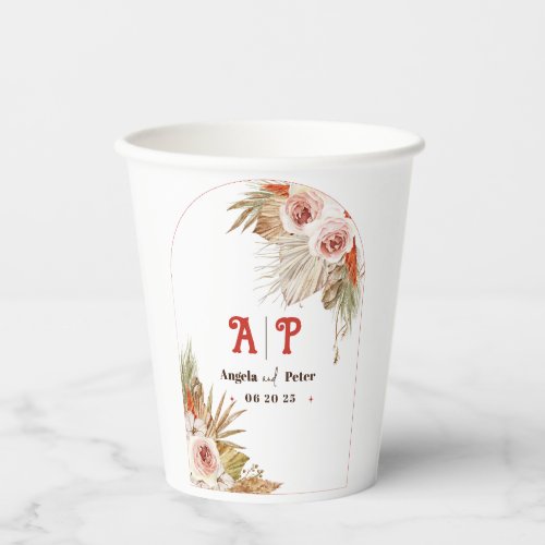 Safari Desert Boho Flowers Wedding Invitation Paper Cups