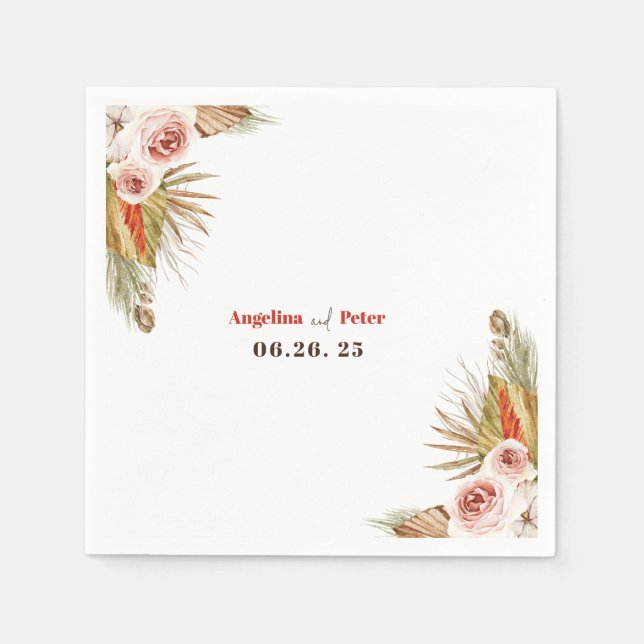 Safari Desert Boho Flowers Wedding  Napkins (Front)