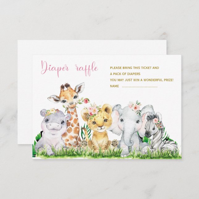 Safari Diaper raffle cards (Front/Back)