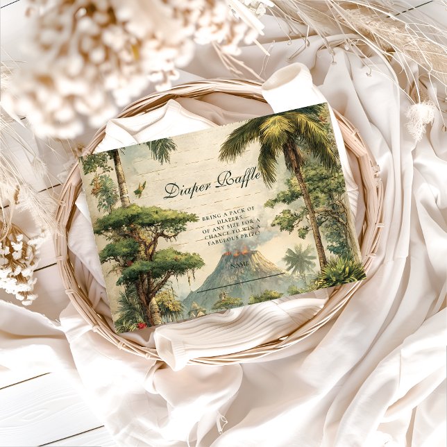 Safari Dino Baby Shower Diapper Raffle Enclosure Card (Creator Uploaded)