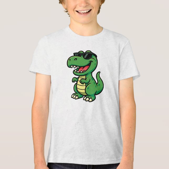 Safari dinosaur with Cool Shades Tri-Blend Shirt (Front)