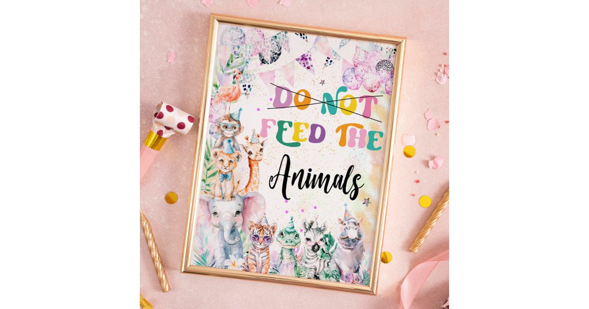 Safari Don't Feed the Animals Birthday Party Poster | Zazzle