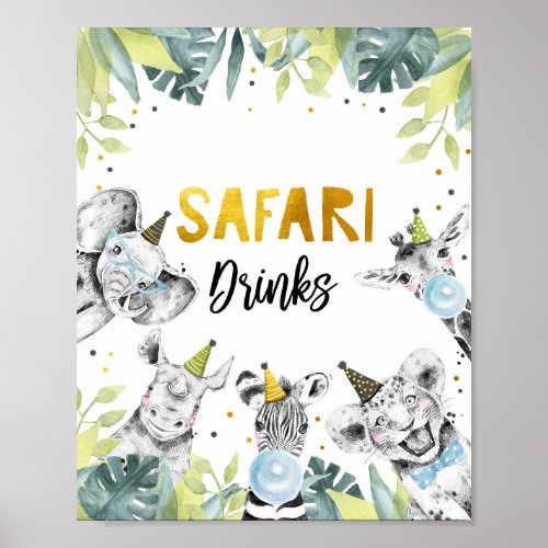 Safari Drinks Safari Party Animals Birthday Sign
