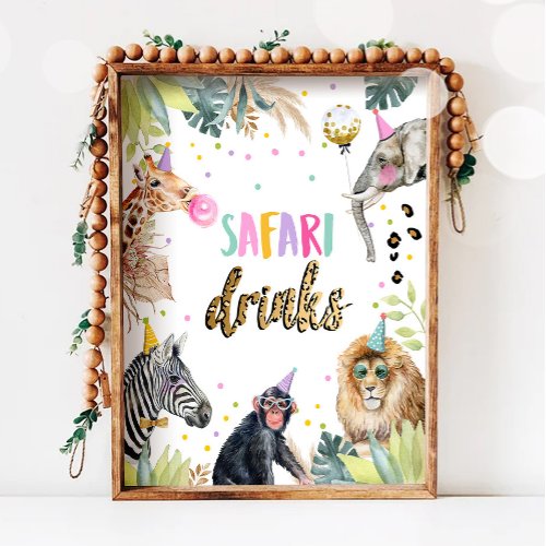 Safari Drinks Safari Party Animals Birthday Sign