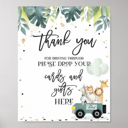 Safari Drive By Baby Shower Card  Gift Sign