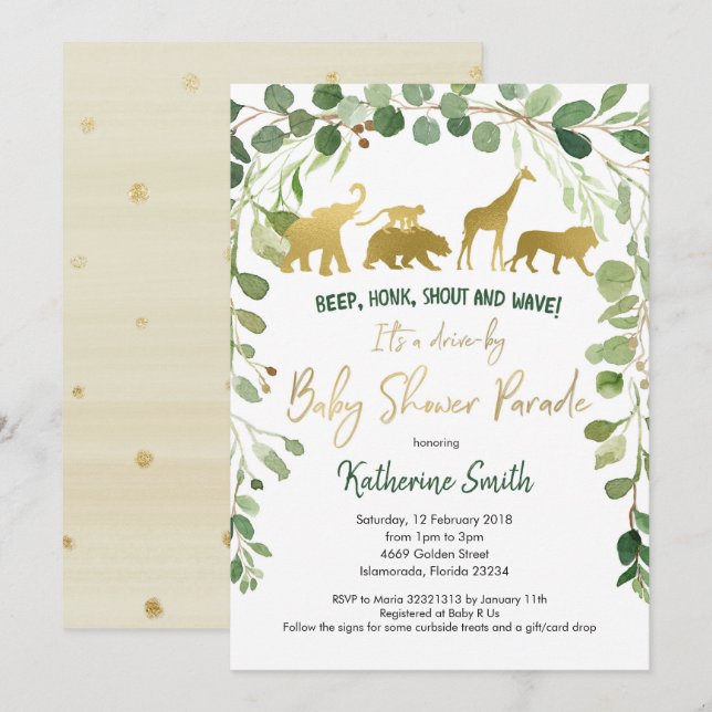 Safari Drive by Baby Shower Parade Invitation (Front/Back)