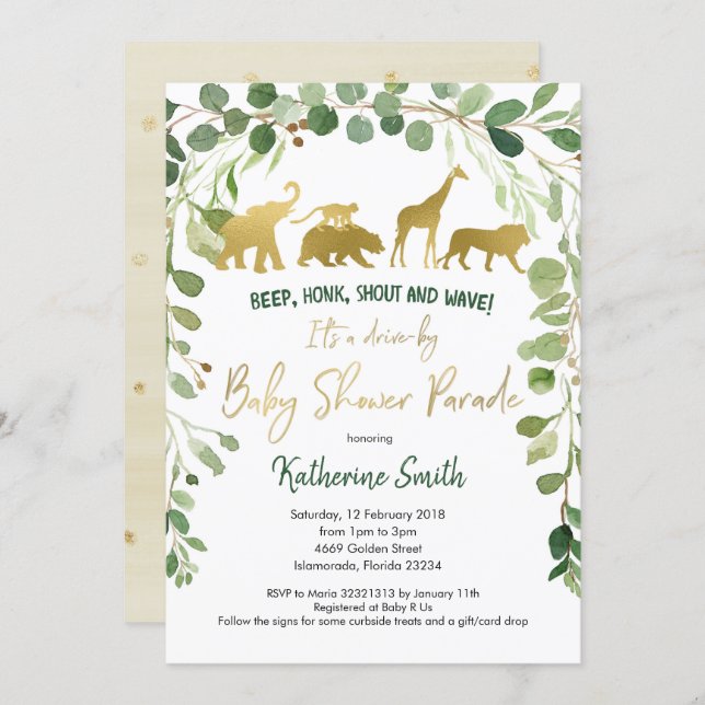 Safari Drive by Baby Shower Parade Invitation (Front/Back)