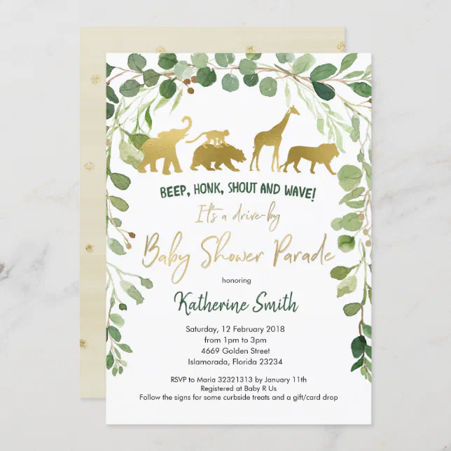 Safari Drive by Baby Shower Parade Invitation | Zazzle