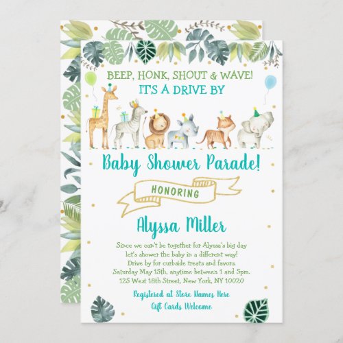 Safari Drive By Baby Shower Parade Invitation