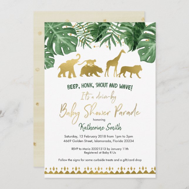 Safari Drive by Baby Shower Parade Invitation (Front/Back)
