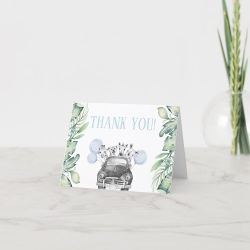 Safari Drive By Baby Shower Thank You Card