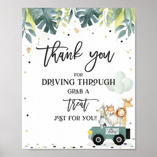 Safari Drive By Baby Shower Treat Favor Sign