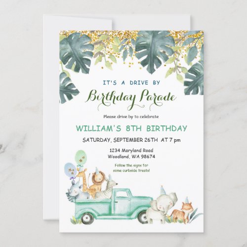 Safari drive by birthday parade Invitation