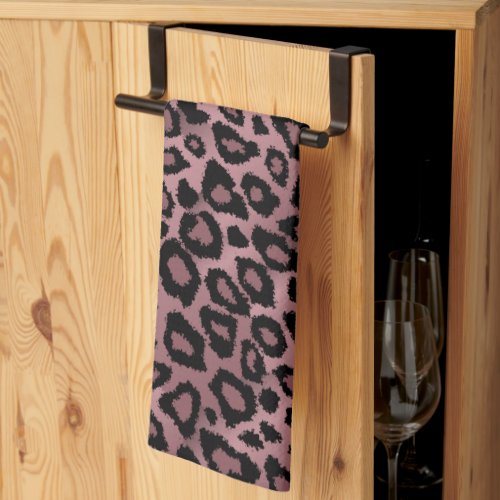 Safari Dusty Rose Leopard Animal Print Kitchen Towel